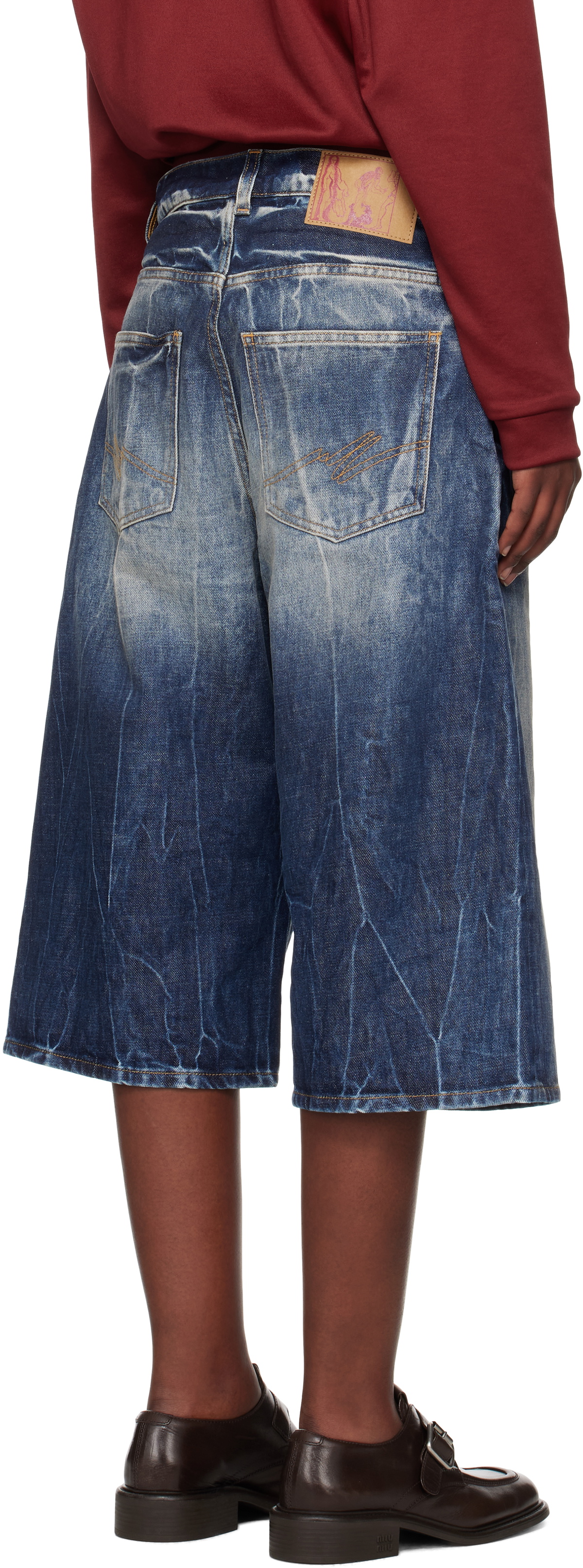 Martine Rose Blue Zip Denim Shorts
