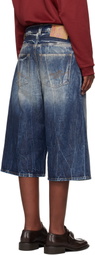 Martine Rose Blue Zip Denim Shorts