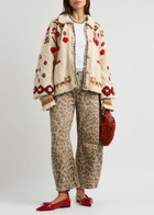 Free People Rosebud Embroidered Cotton-blend Cardigan Beige