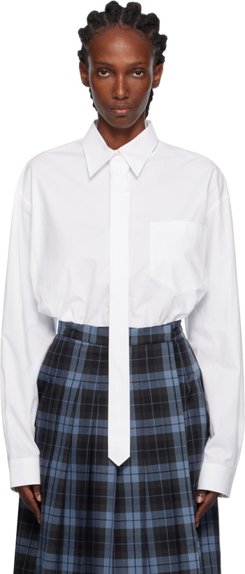 Photo: Pushbutton White Neck Tie Shirt
