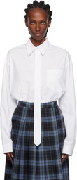 Pushbutton White Neck Tie Shirt