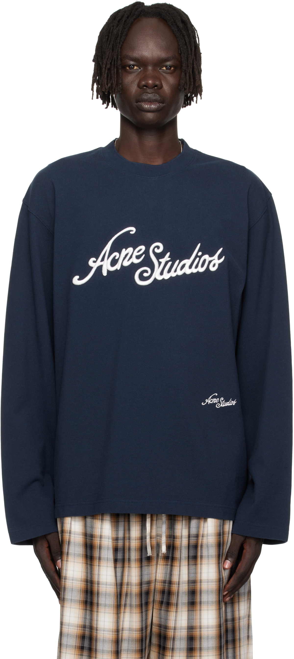 Acne Studios Navy Logo Relaxed Fit T shirt Acne Studios acne-studios-navy-logo-relaxed-fit-t-shirt-acne-studios