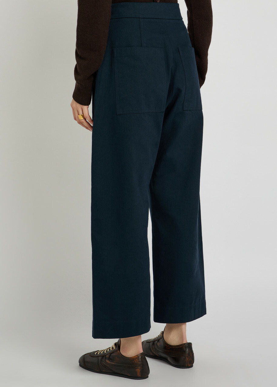 Studio Nicholson Twist Straight-leg Cotton Trousers Dark Purple
