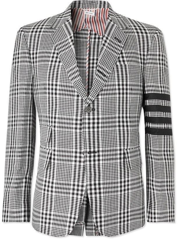 Photo: Thom Browne - Striped Checked Linen Blazer - Gray