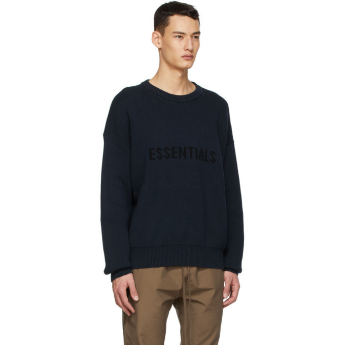 Essentials SSENSE Exclusive Navy Logo Sweater Essentials