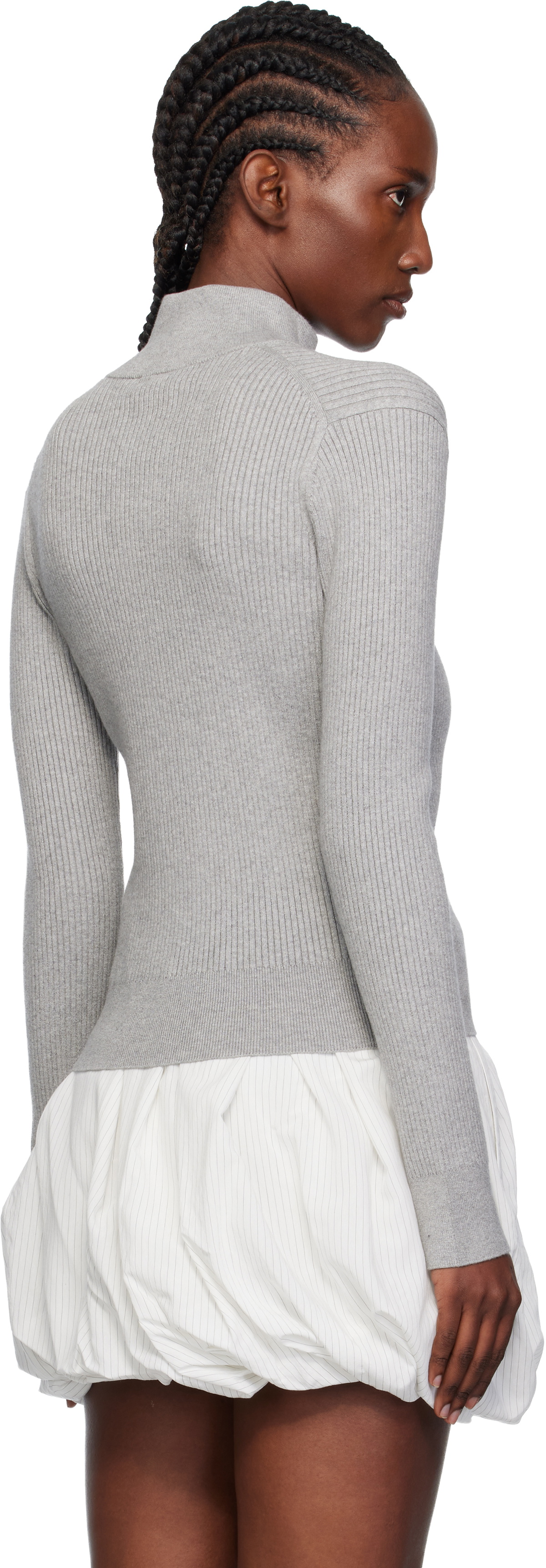 JW Anderson Gray Fitted Zip Up Sweater