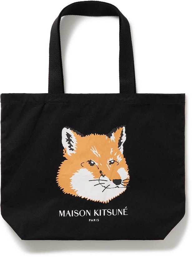Photo: Maison Kitsuné - Logo-Print Cotton-Canvas Tote Bag