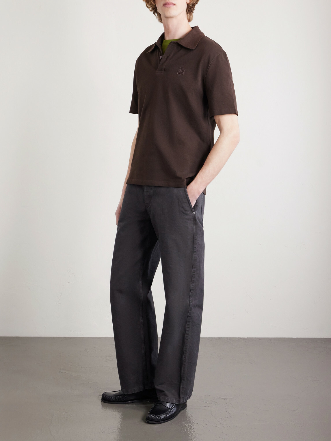 LOEWE - Slim-Fit Logo-Embroidered Cotton-Piqué Polo Shirt - Brown