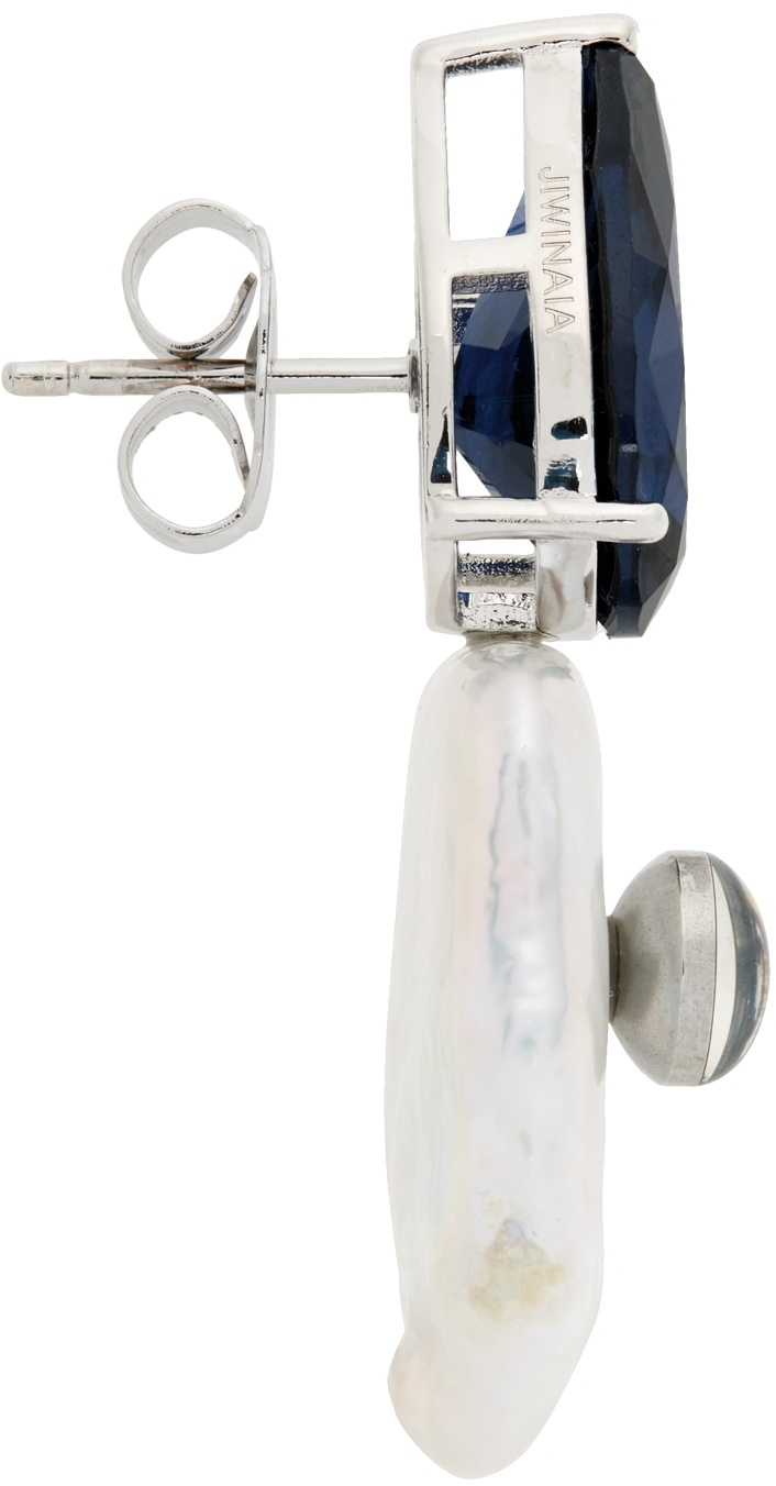 Jiwinaia Blue Pearl Perfect Girl Dot Earrings Jiwinaia