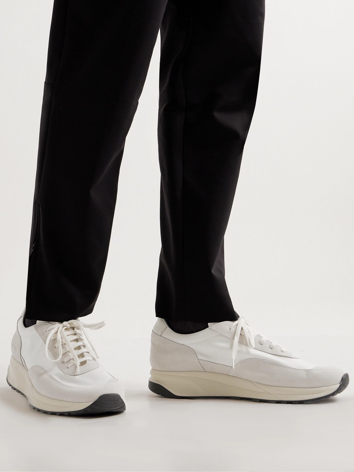 Common Projects - Track 80 Leather-Trimmed Suede and Ripstop Sneakers ...