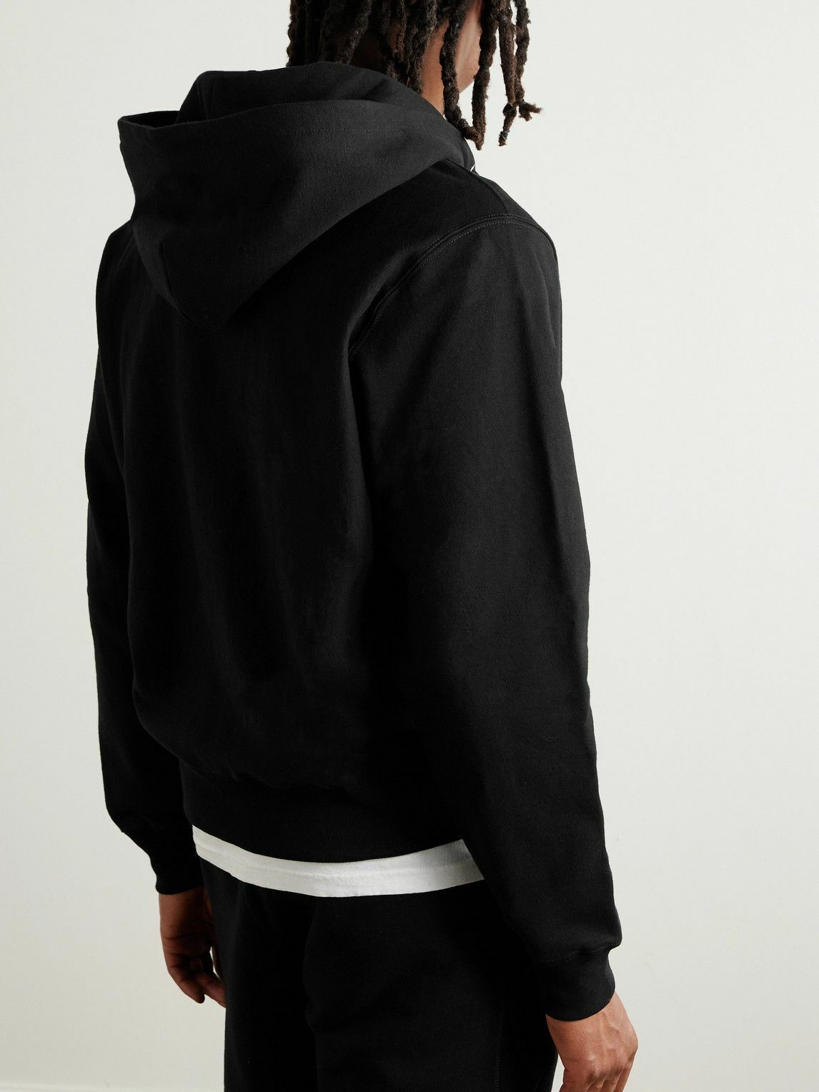 Noah - Logo-Embroidered Cotton-Jersey Zip-Up Hoodie - Black