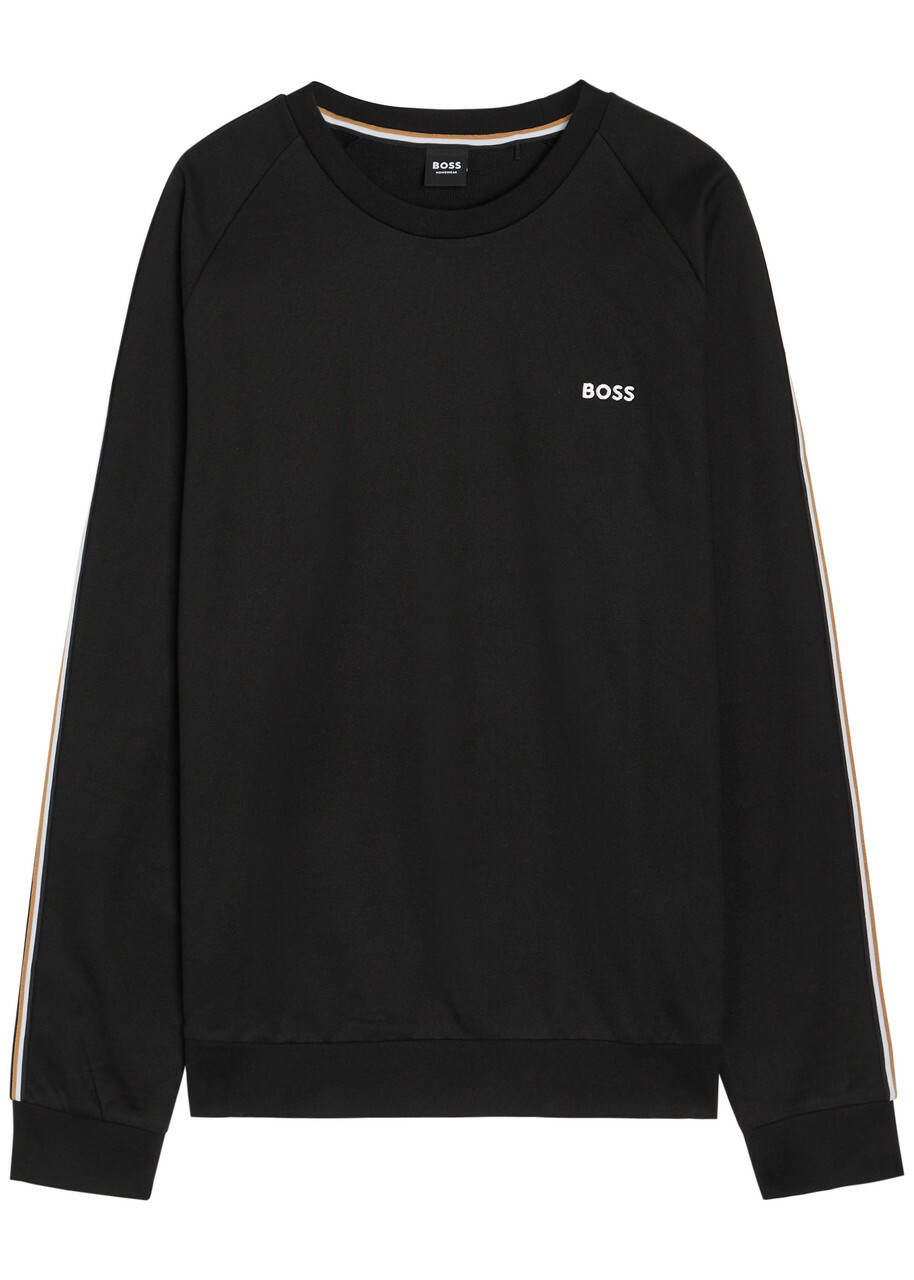 Boss Iconic Logo-embroidered Cotton Sweatshirt Black