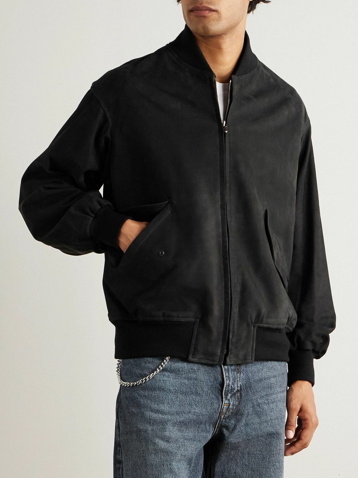 A.PRESSE - Nubuck Bomber Jacket - Black
