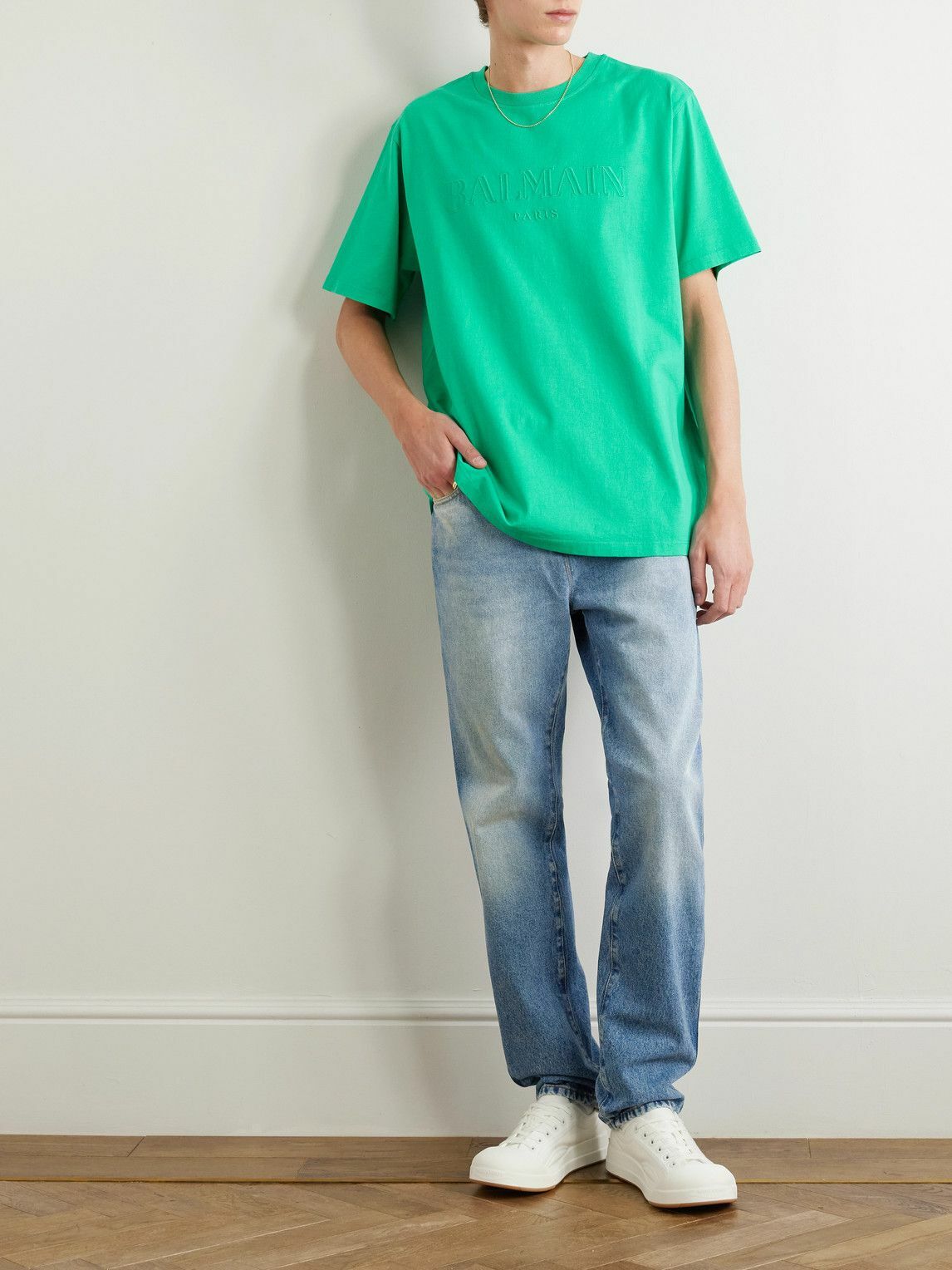 Balmain Gray Cotton T-Shirt