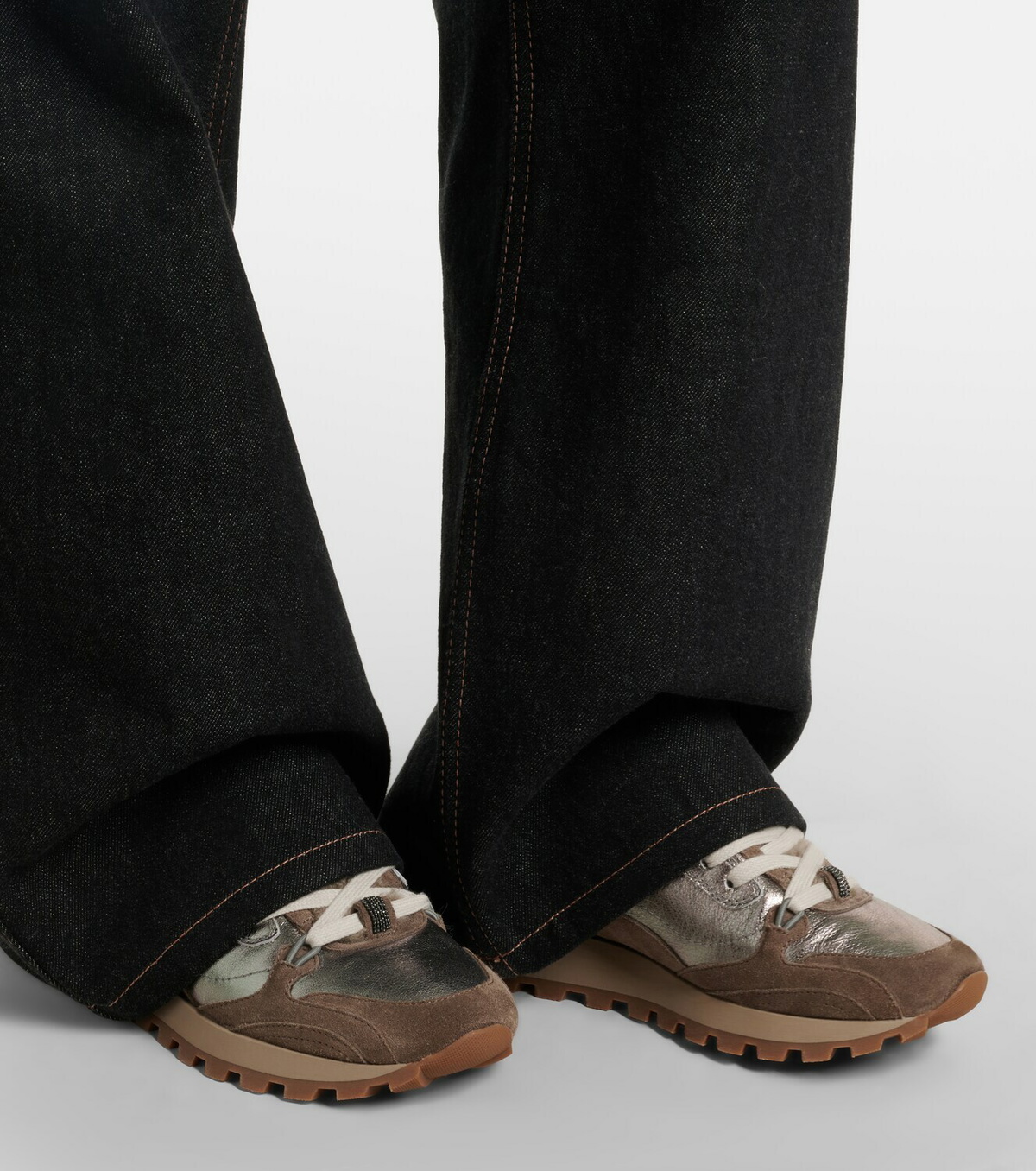 Brunello Cucinelli Monili shearling-trimmed leather sneakers