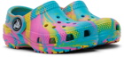 Crocs Baby Blue & Yellow Classic Marbled Clogs