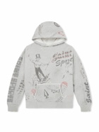 SAINT MXXXXXX - Printed Distressed Cotton-Jersey Hoodie - Gray