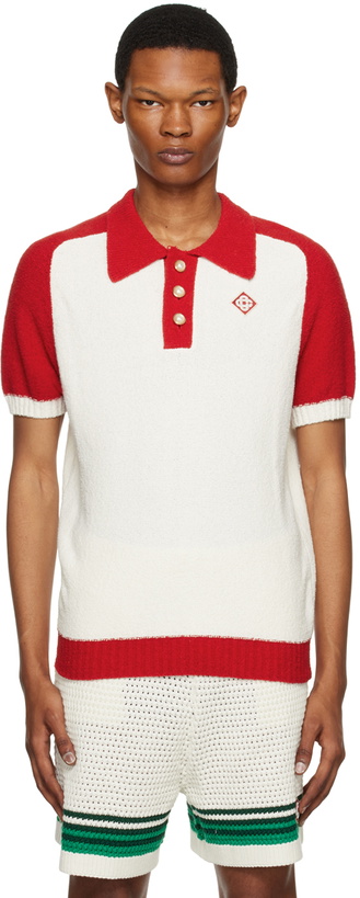 Photo: Casablanca White & Red Raglan Polo