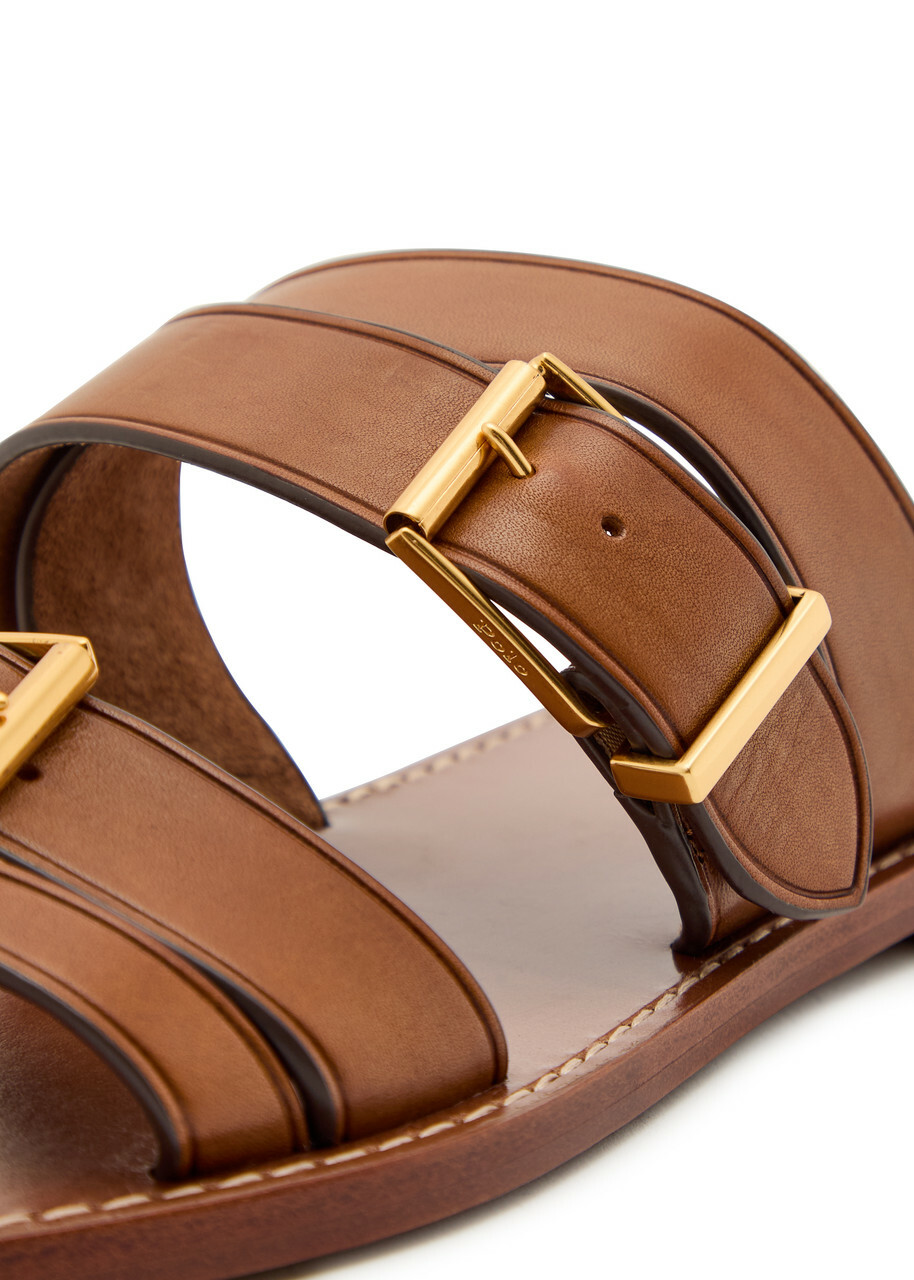 Polo Ralph Lauren Buckle Leather Sandals Brown