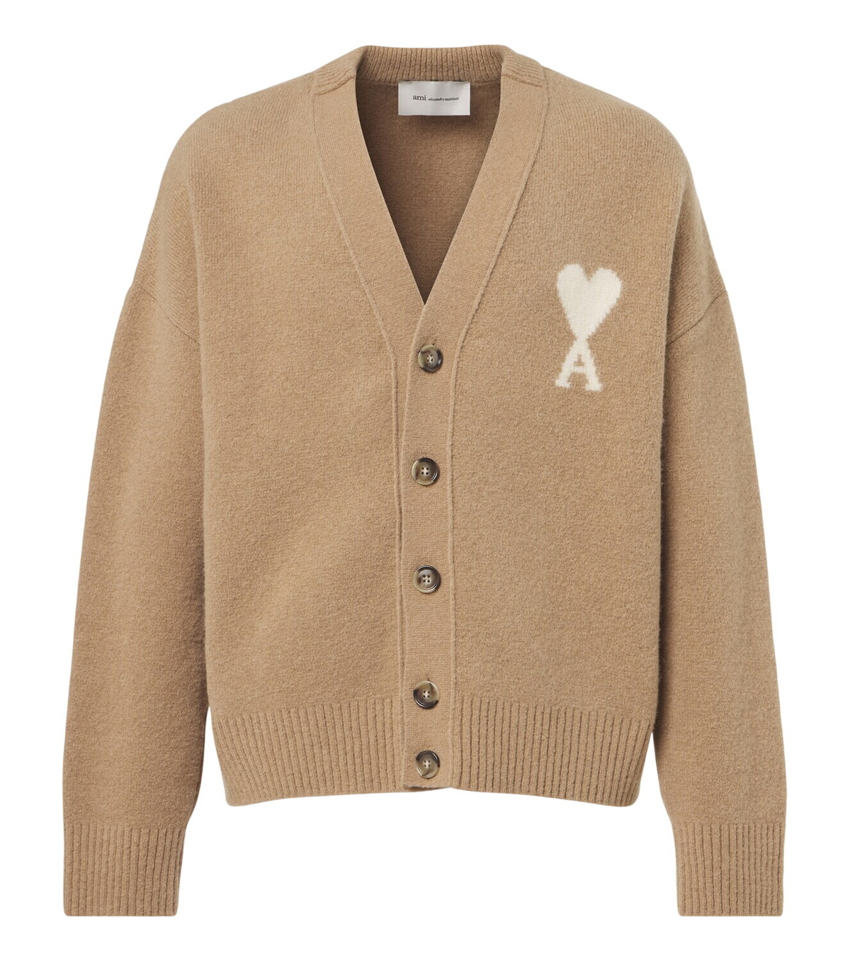 AMI PARIS - Logo-Embroidered Cotton and Merino Wool-Blend Cardigan