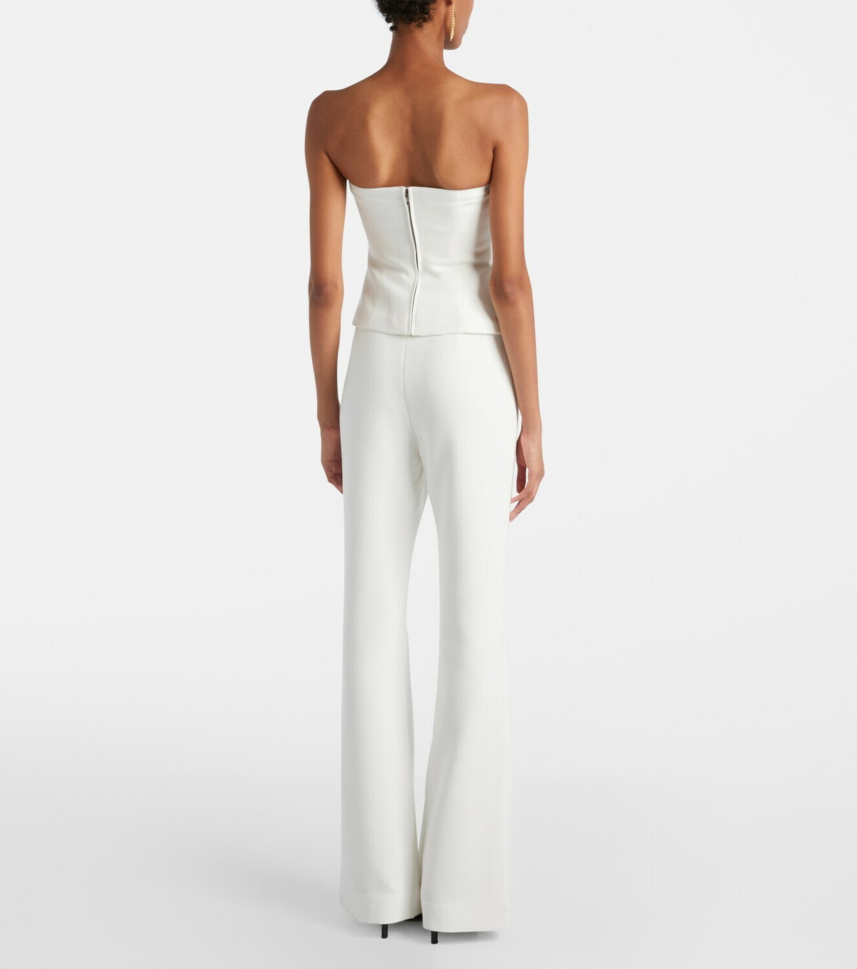 Roland Mouret Floral-appliqué strapless crêpe top