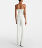 Roland Mouret Floral-appliqué strapless crêpe top