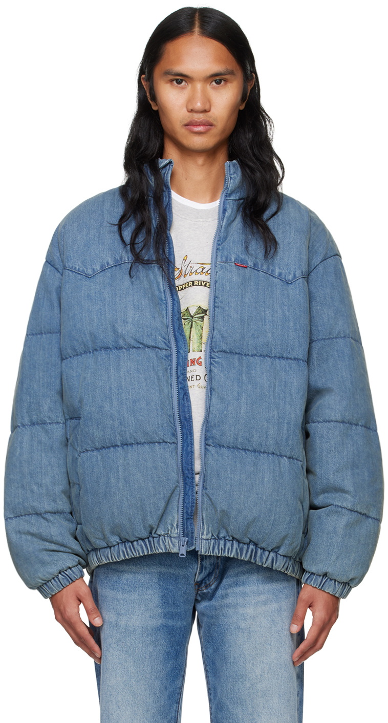Levi's Blue Super Puffer Denim Down Jacket Levi's Red