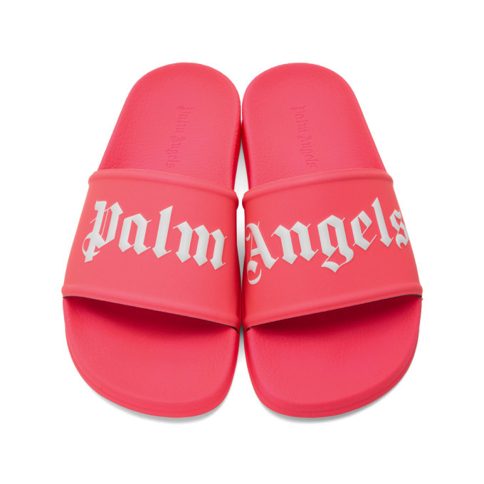 Palm Angels Pink Logo Slides Palm Angels