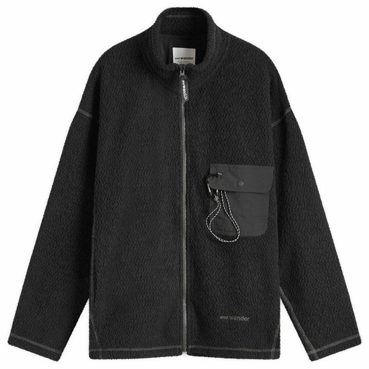 Photo: and wander Re Wool Jacquard Fleece Jacket in Black