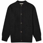 FrizmWORKS Men's Heavy Wool Round Cardigan in Black