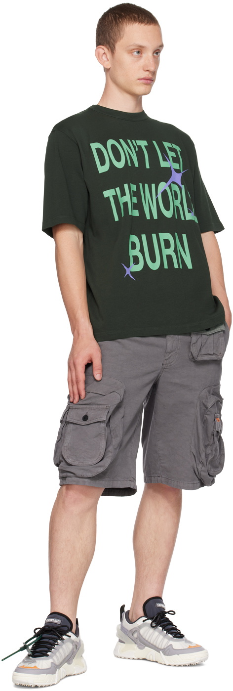 【関税込み】Heron Preston カーキ Burn スウェットシャツ Heron Preston Khaki Burn T-Shirt Heron Preston