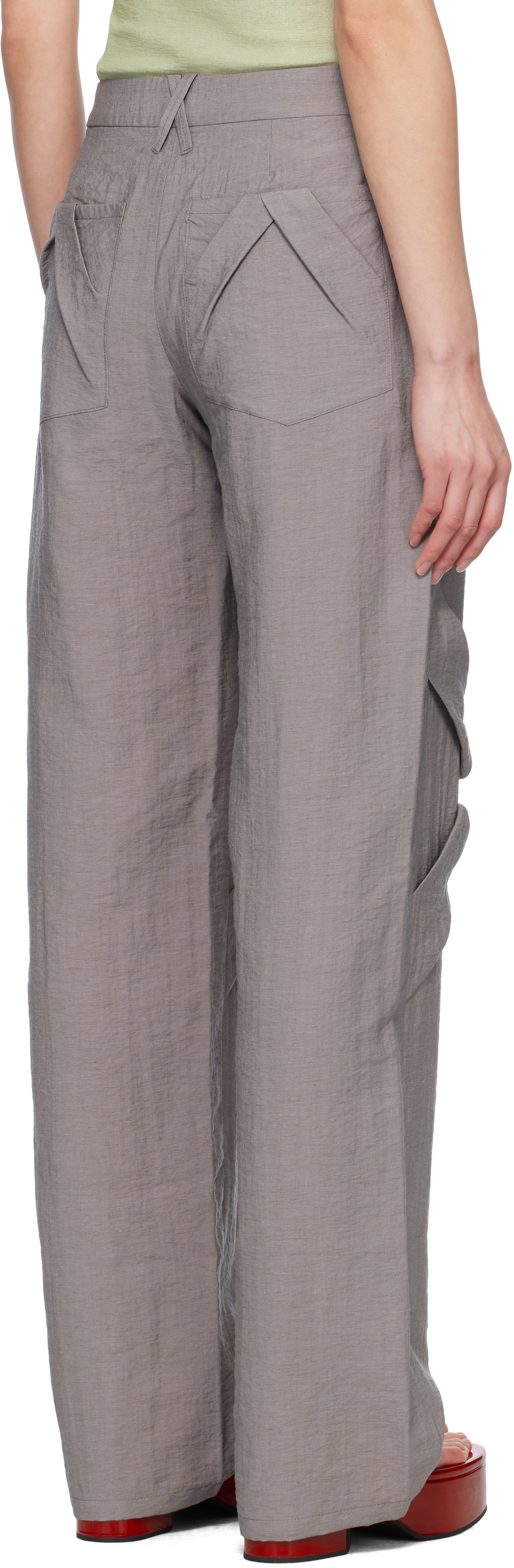 J.Kim Gray Smocked Flower Trousers