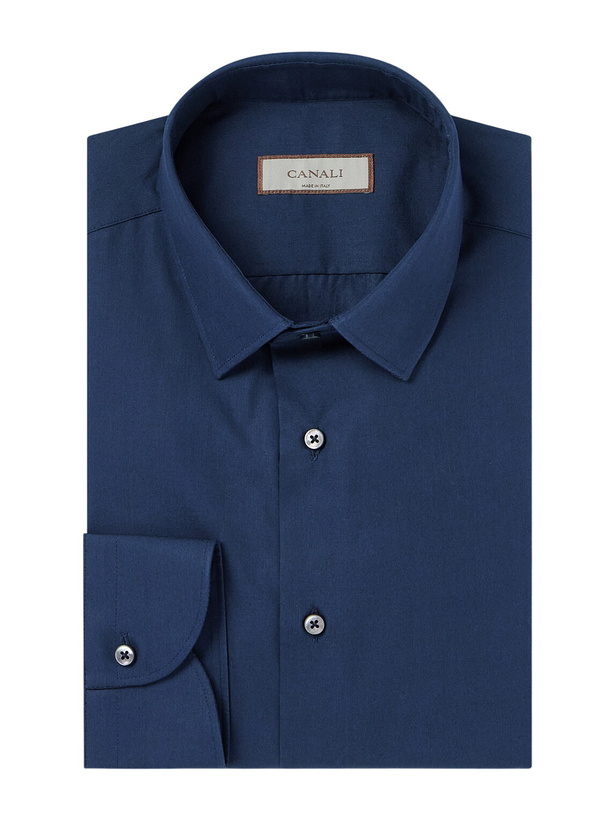 Photo: Canali - Cotton-Poplin Shirt - Blue