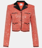 Self-Portrait Cropped sequined bouclé jacket