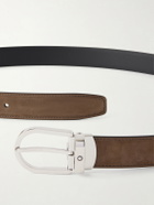 Montblanc - 3cm Horseshoe Reversible Suede and Leather Belt