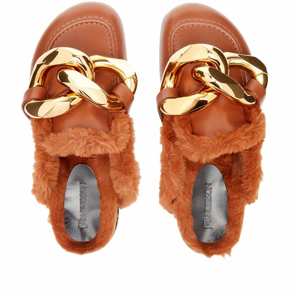 JW Anderson Women's Chain Loafer Ecofur Mule in Rust/Copper JW