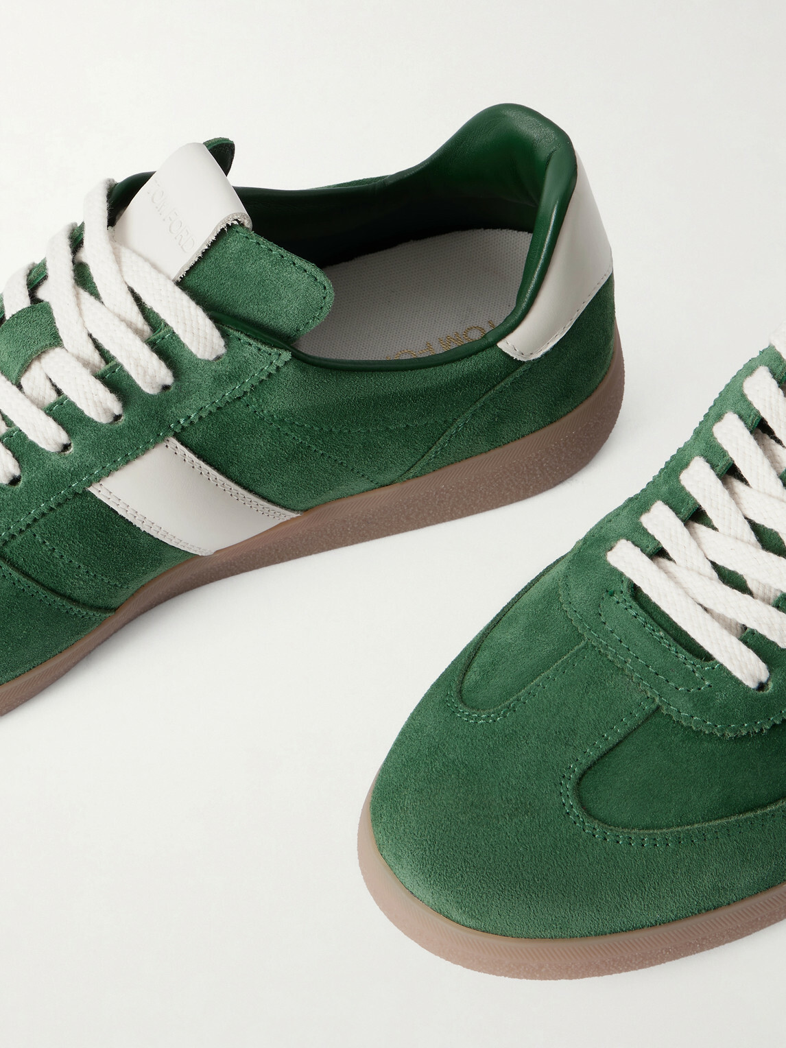 TOM FORD - Archer Leather-Trimmed Suede Sneakers - Green