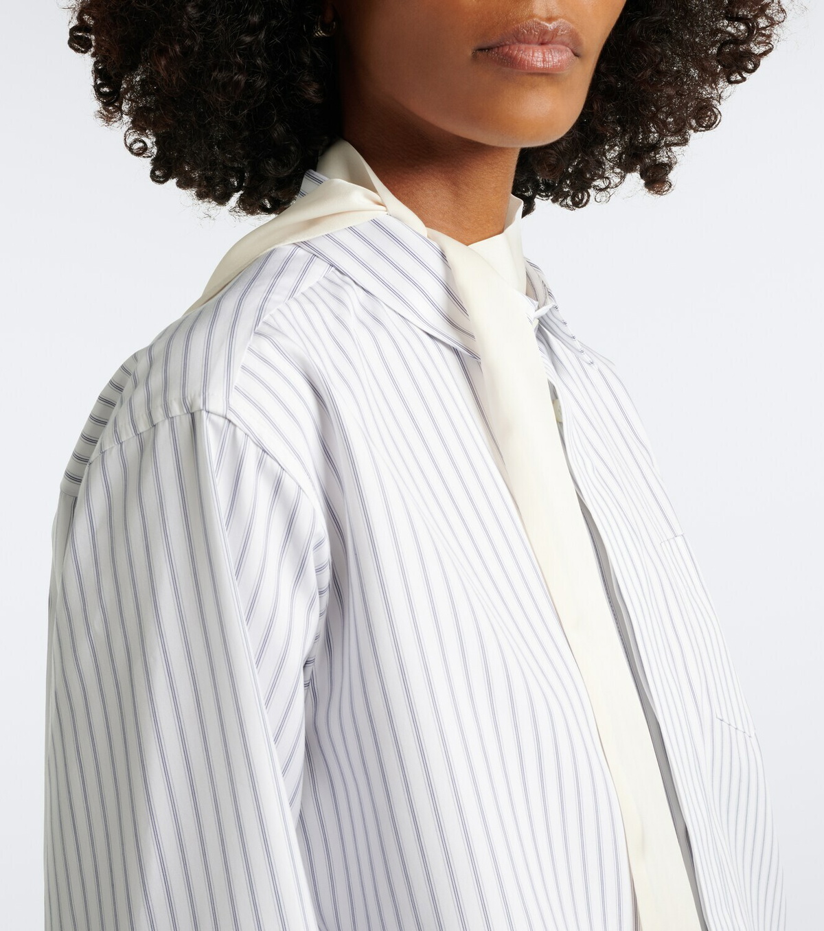 Sacai Layered striped cotton-blend poplin shirt