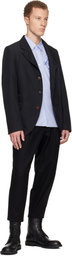 Comme des Garçons Homme Plus Black Wool Nylon Flannel Trousers