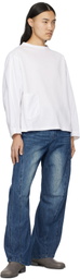 lesugiatelier White Curved Silhouette Long Sleeve T-shirt