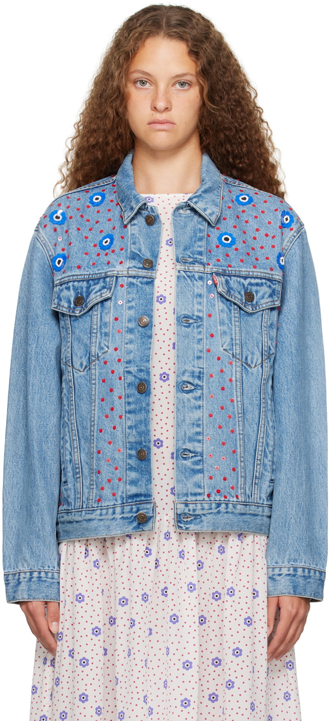 Caro Editions Blue Daisy Denim Jacket