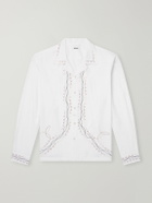 BODE - Camp-Collar Embroidered Cotton-Poplin Shirt - White