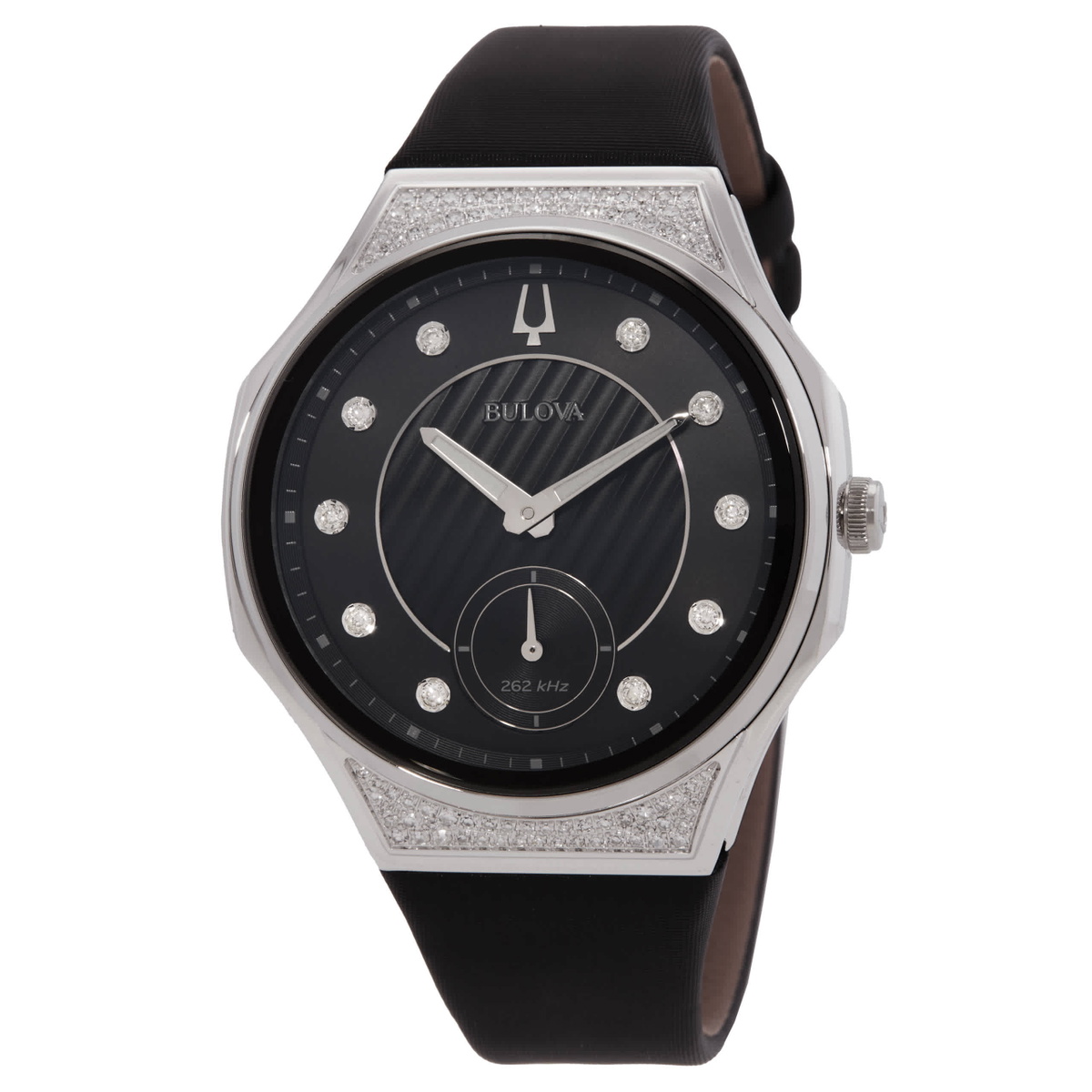 Bulova Curv Quartz Diamond Black Dial Ladies Watch 96R229