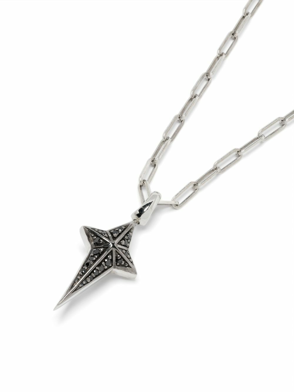Stephen Webster Sterling Silver New Cross Black Diamond Necklace
