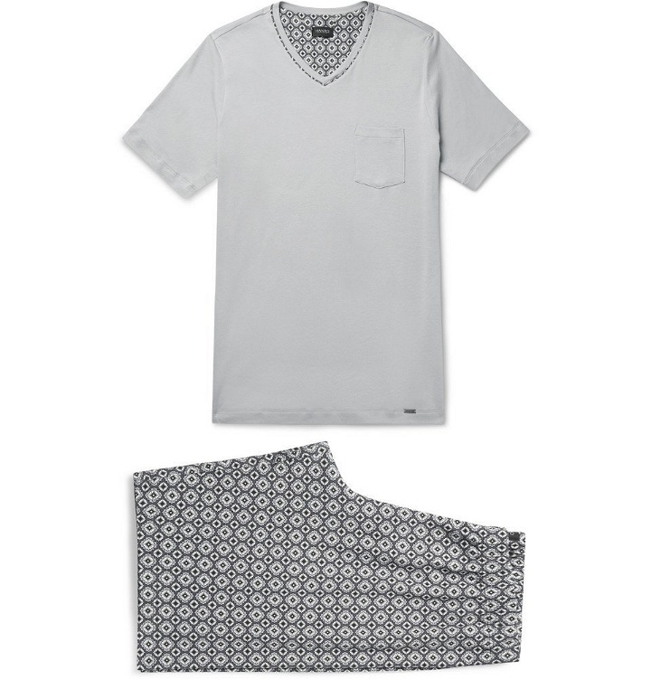 Photo: Hanro - Printed Cotton-Jersey Pyjama Set - Men - Gray