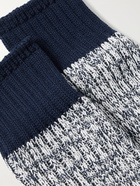 MR P. - Ribbed Mélange Cotton-Blend Socks - Blue