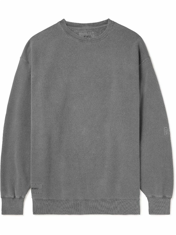 Photo: WTAPS - Birth Logo-Embroidered Cotton-Jersey Sweatshirt - Gray