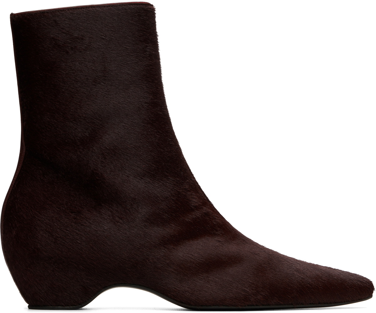 KHAITE Burgundy Sybil Ankle Boots