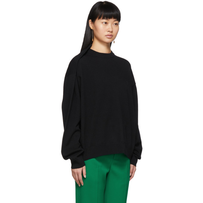h*u様 BALENCIAGA ブラック ニットポロセーター Balenciaga Black Wool Pinched Shoulder Sweater Balenciaga
