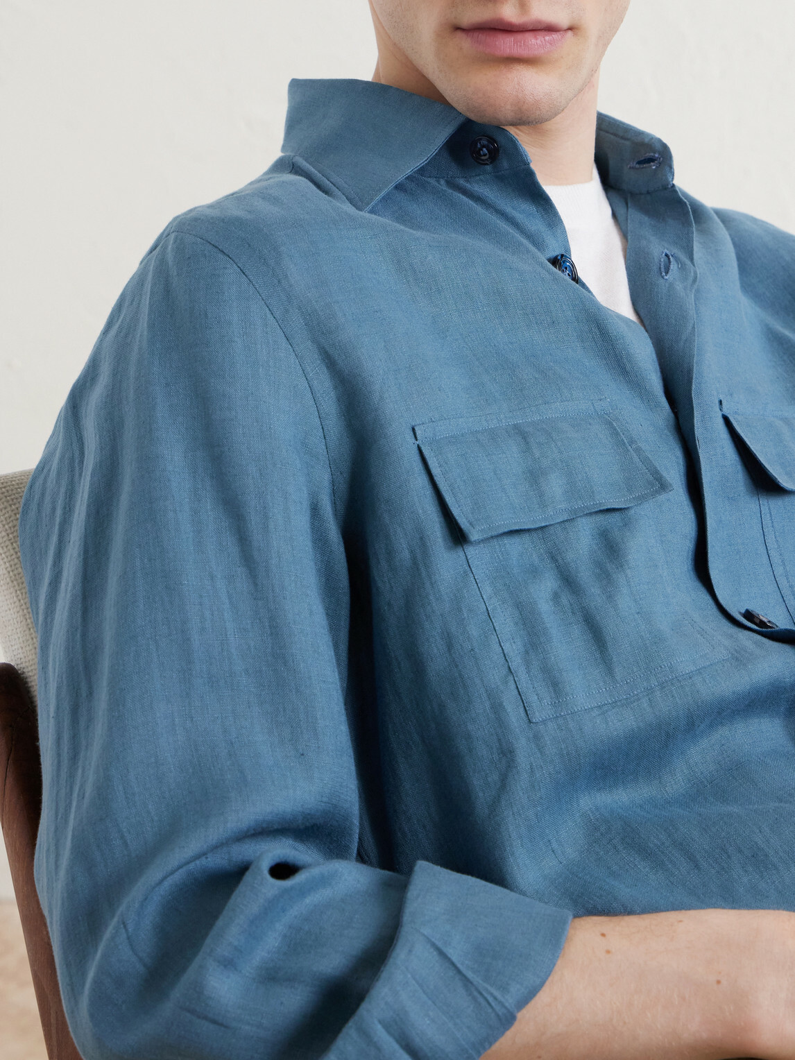 Kiton - Linen Shirt - Blue